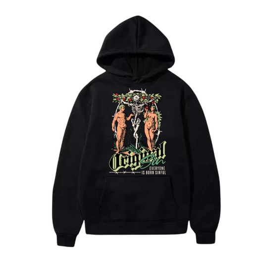 Sudadera negra con Diseño de Adán y Eva