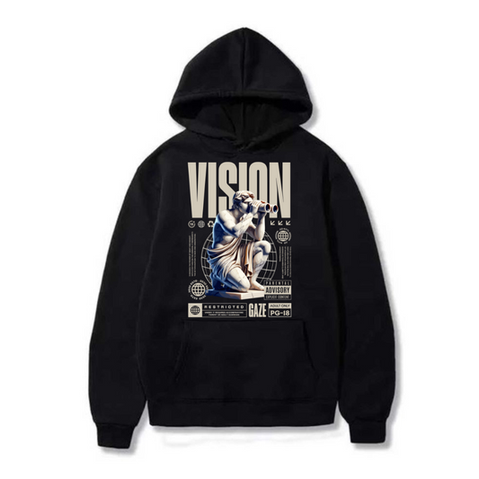 Sudadera negra con capucha motivacional de vision