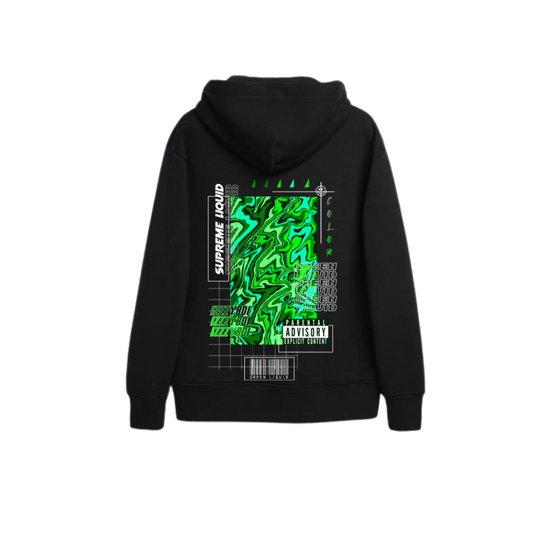 Sudadera negra con capucha Diseño abstracto