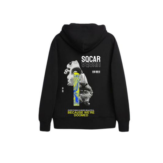 Sudadera negra con capucha con diseño de escultura griega